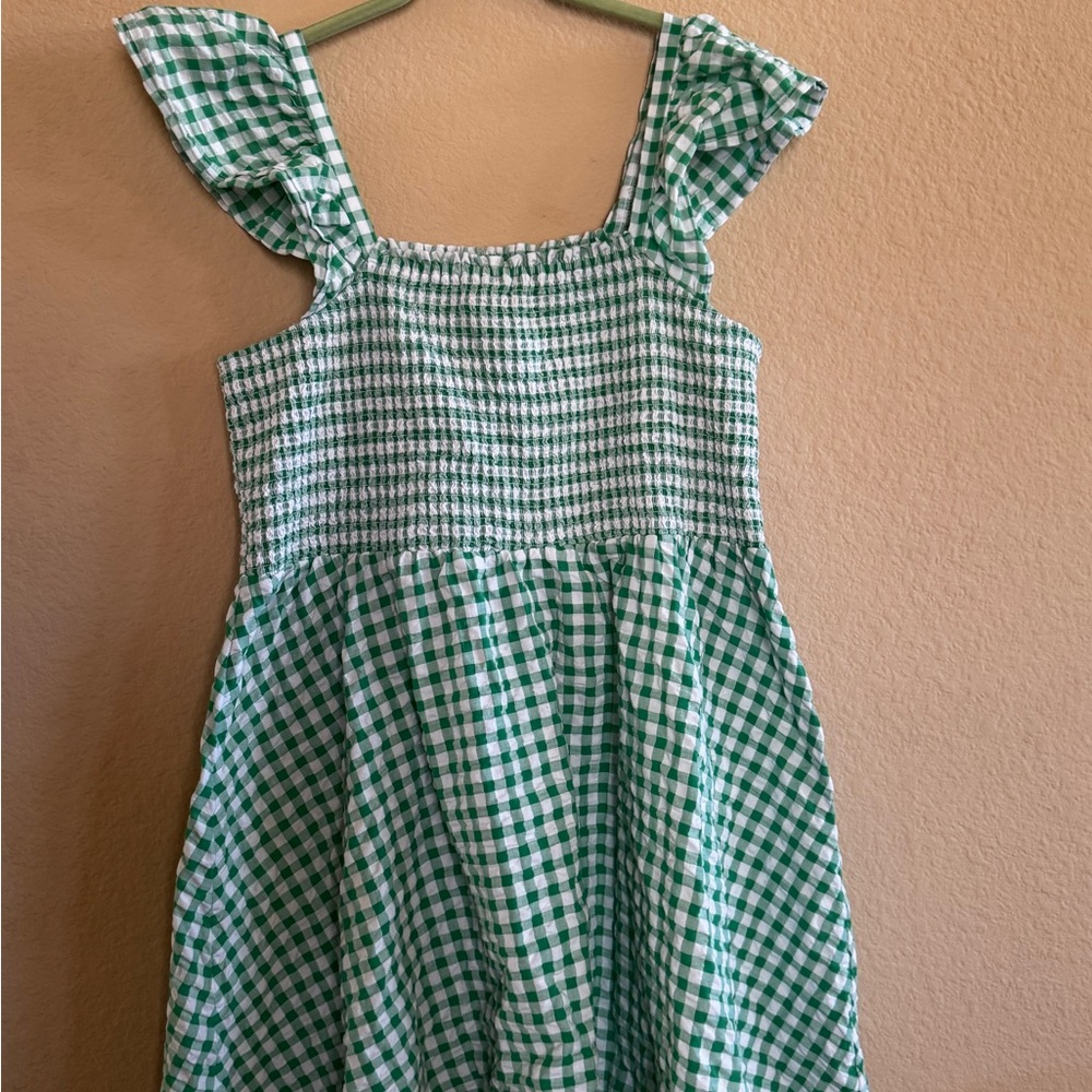 Old Navy Green and White Checkered Kids Dress